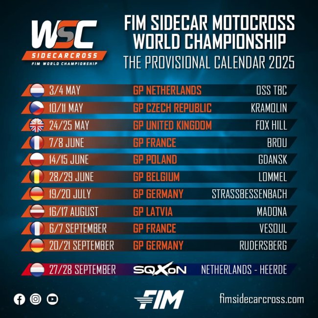 WSC 2025 provizoriskais kalendars